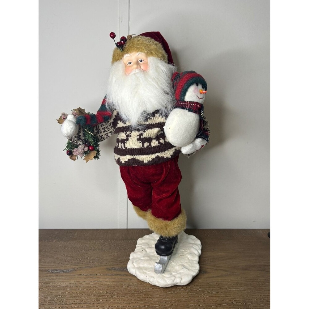 Santa Claus ice skating figurine
